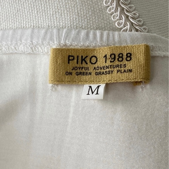 Piko 1988 Off Shoulder Bamboo Off White Tunic Short Sleeves Size M - Picture 8 of 8